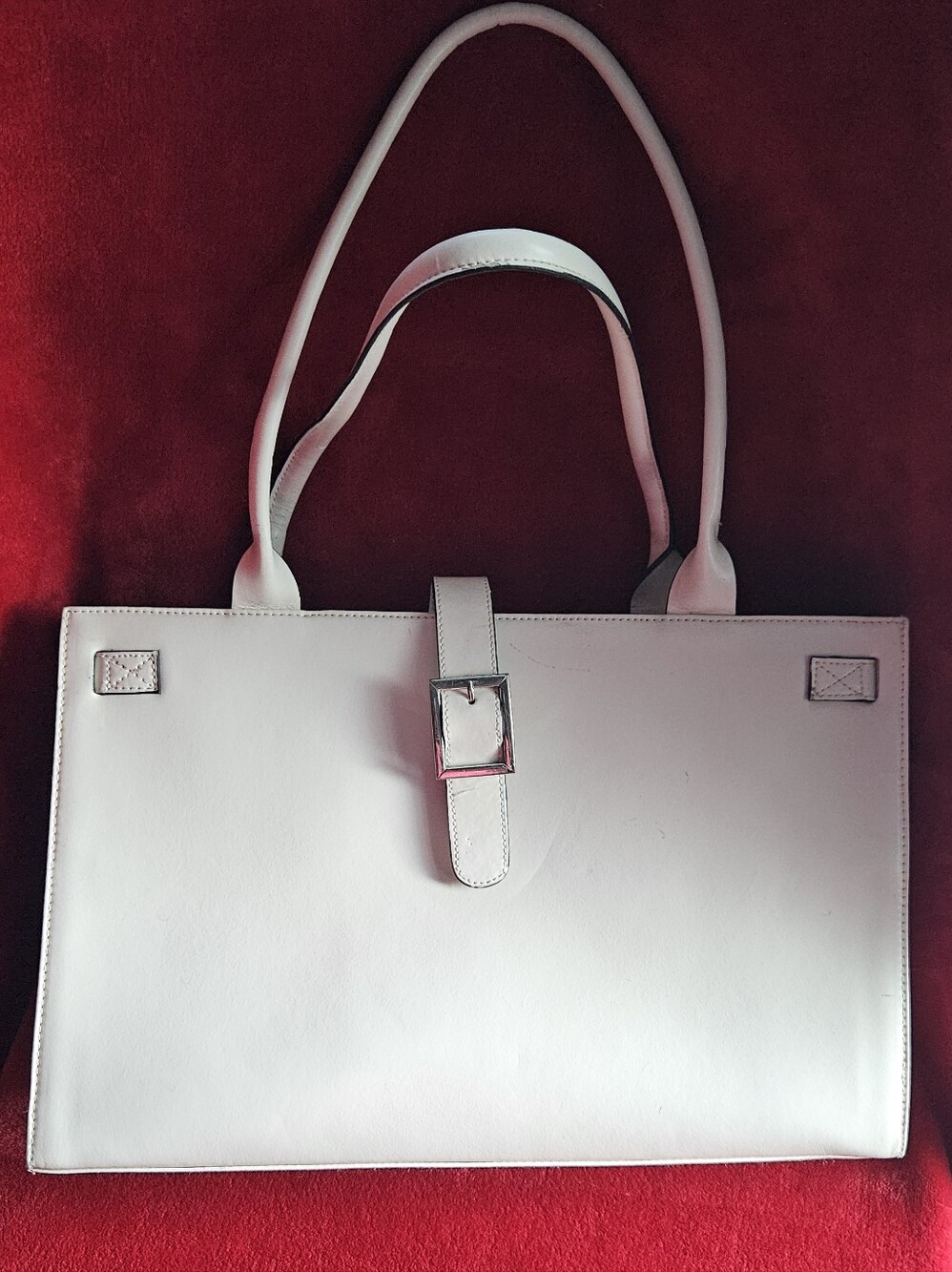 Vintage Wilsons Leather Cream Leather Tote/Work Bag w/Buckle Strap